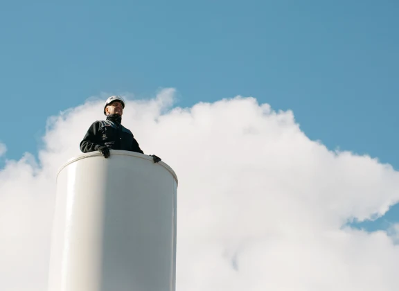 Small wind power system under construction