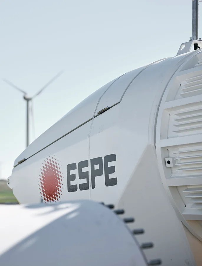 Close-up of an Espe wind turbine